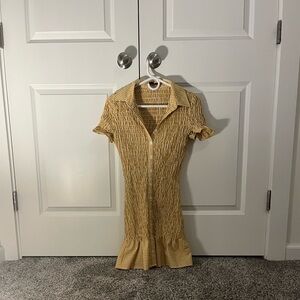 Zara Mustard Checkered Ruffle Mini Dress